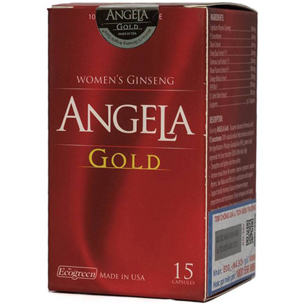 Viên uống sâm Angela Gold Ecogreen hỗ trợ làn da căng sáng, tăng cường sinh lý nữ (15 viên)