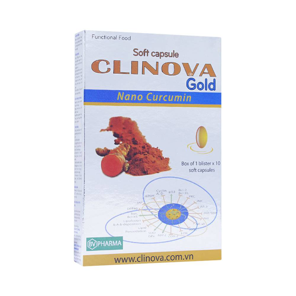 Viên uống Clinova Gold BV Pharma chống oxy hóa, làm giảm nguy cơ u bướu (1 vỉ x 10 viên)