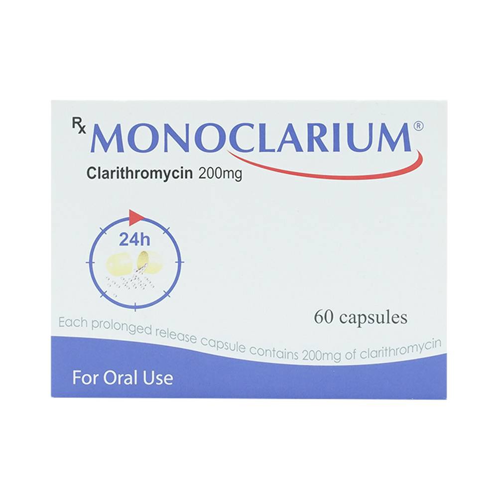 Viên nang cứng Monoclarium 200mg SMB Technology S.A điều trị nhiễm khuẩn (60 viên)