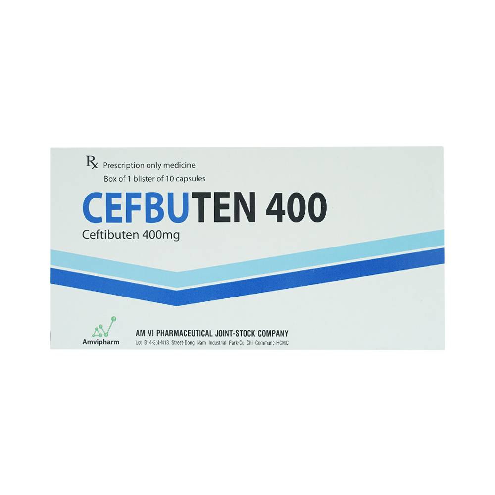 Thuốc Cefbuten 400mg Amvi điều trị nhiễm khuẩn (1 vỉ x 10 viên)