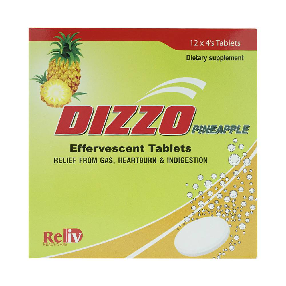 Viên sủi Dizzo Pineapple Reliv giúp ăn ngon miệng hơn, tăng cường chuyển hóa (12 vỉ x 4 viên)