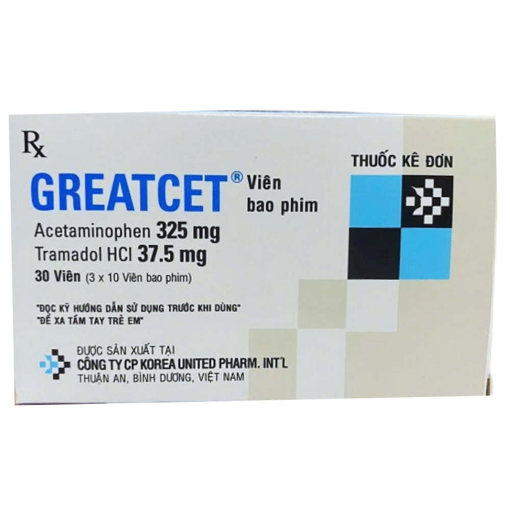 Thuốc Greatcet Korea United hỗ trợ giảm cơn đau từ trung bình đến nặng (3 vỉ x 10 viên)