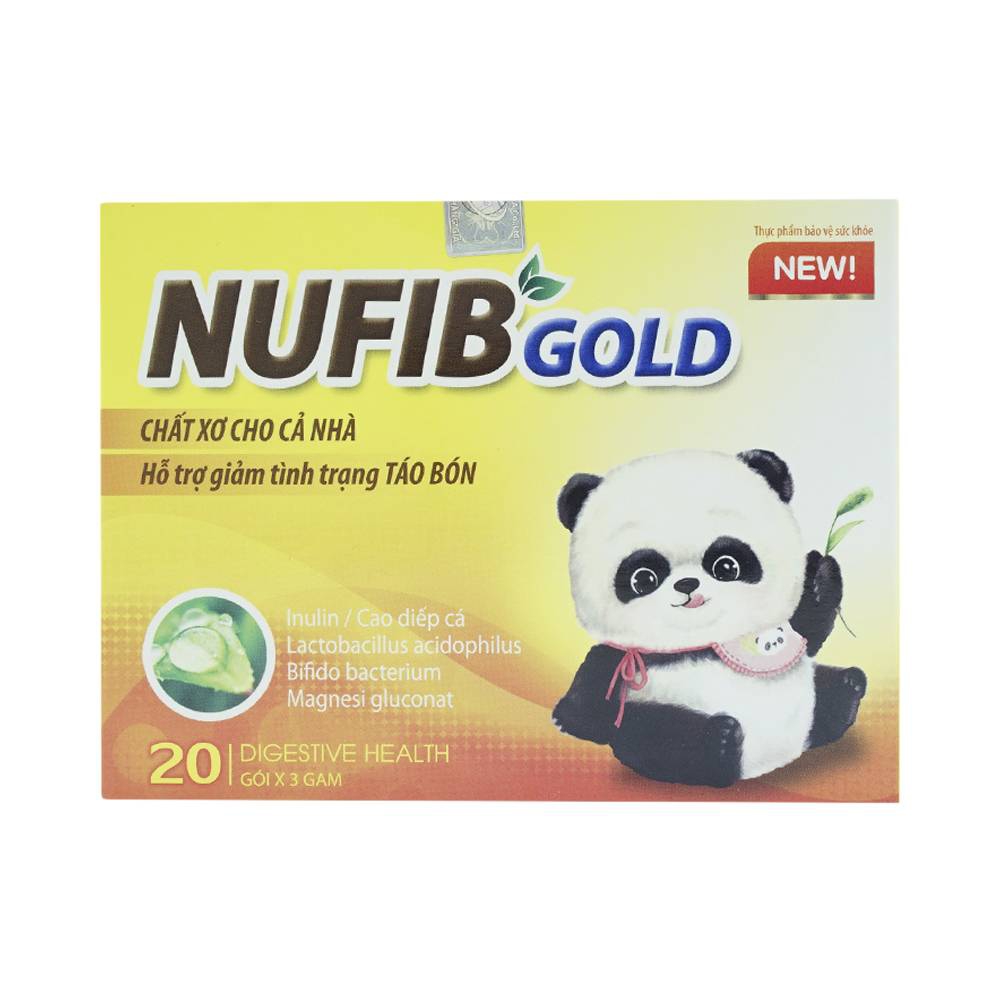 Gói pha nước Nufib Gold New Bta hỗ trợ tiêu hóa, nhuận tràng (20 gói x 3g)