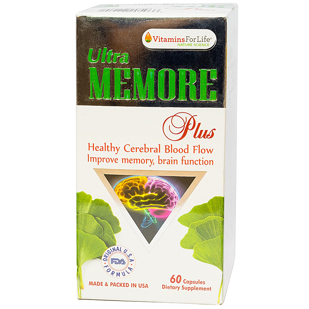 Viên uống Ultra Memore Plus Vitamins For Life hỗ trợ tăng cường hoạt động tuần hoàn não (60 viên)