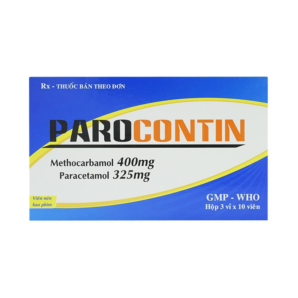 Viên nén Parocontin Tipharco giảm đau co thắt cơ xương, đau căng cơ, bong gân (3 vỉ x 10 viên)