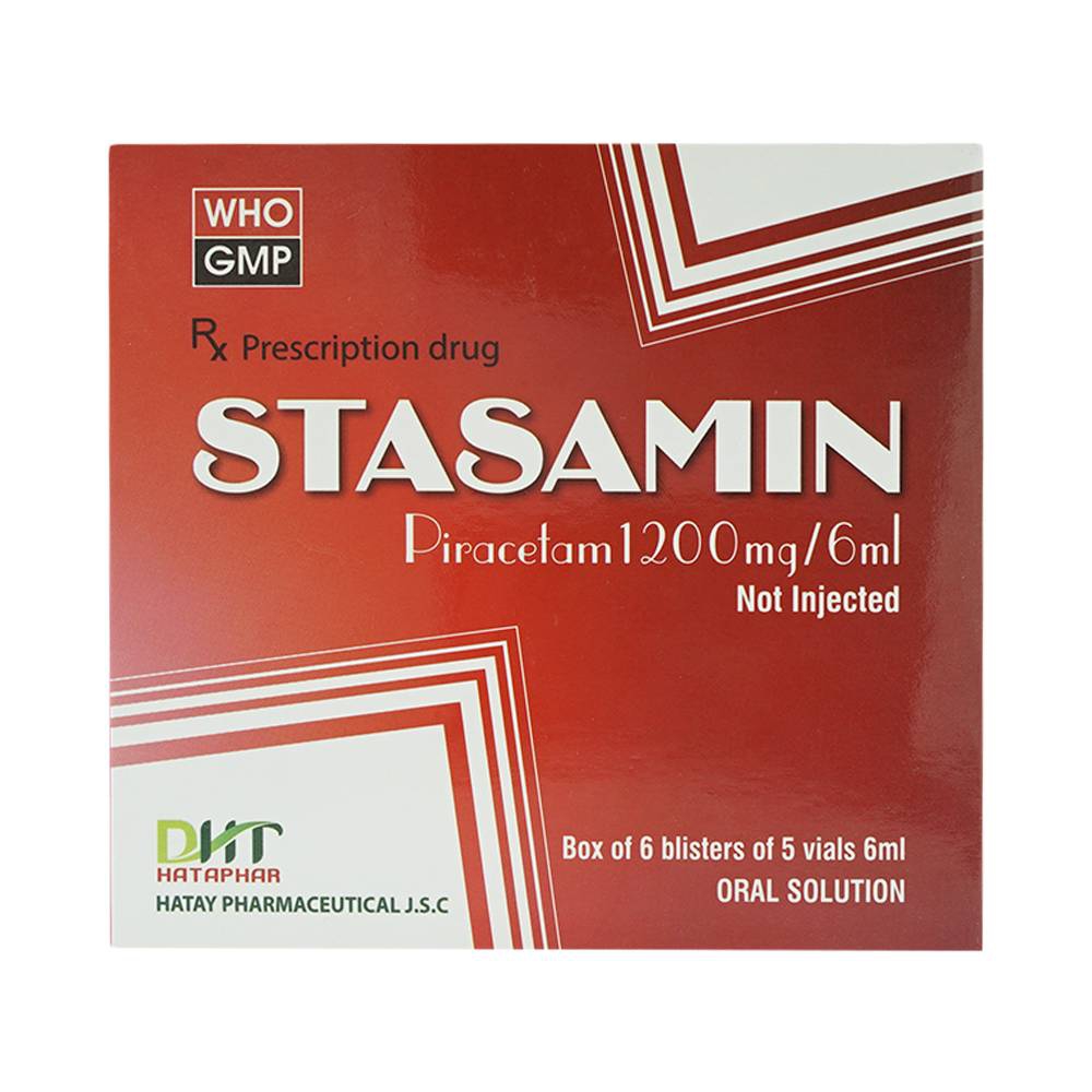 Dung dịch Stasamin 1200mg/6ml Hataphar điều trị triệu chứng chóng mặt (6 vỉ x 5 ống x 6ml)