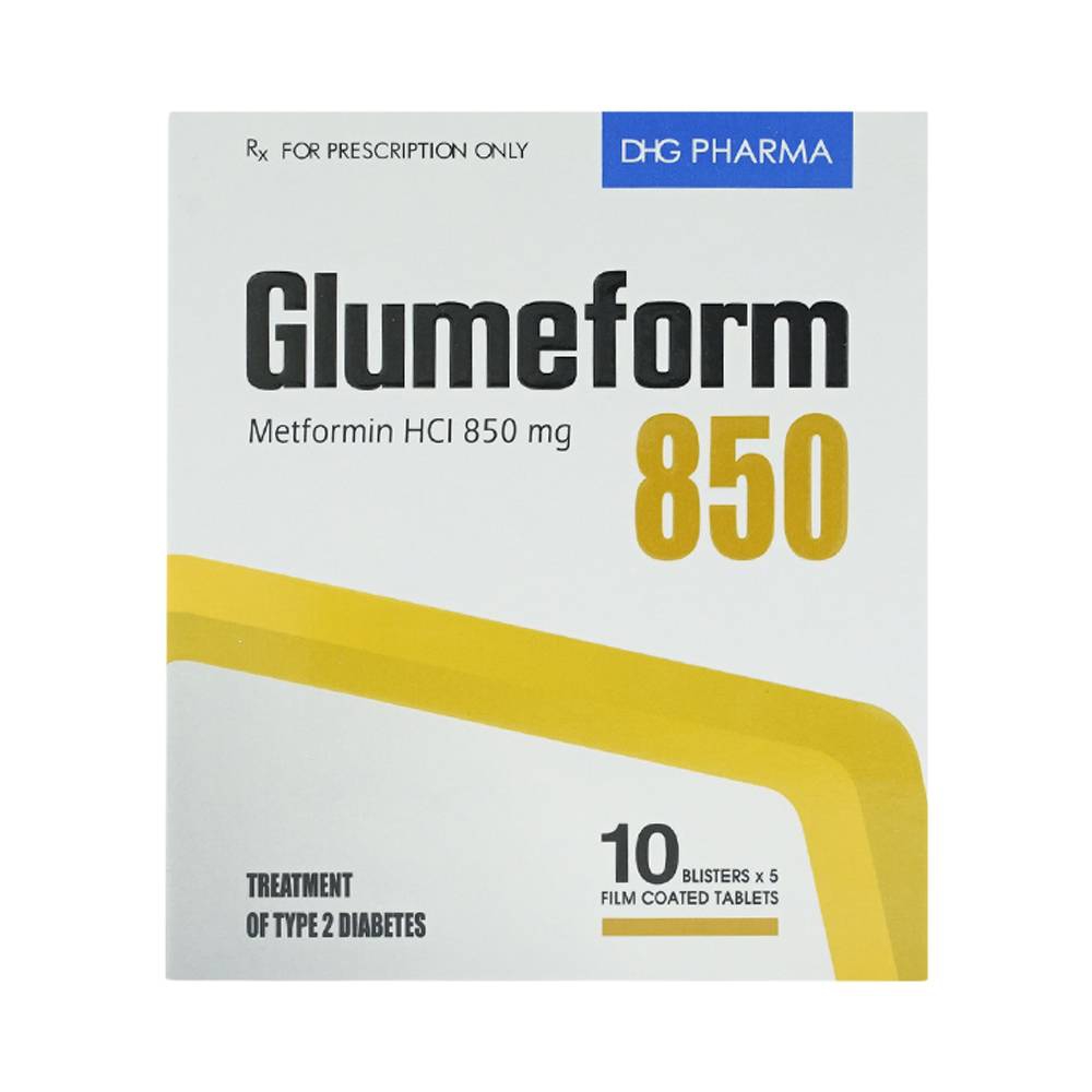 Thuốc Glumeform 850 DHG điều trị bệnh đái tháo đường tuýp 2 (10 vỉ x 5 viên)