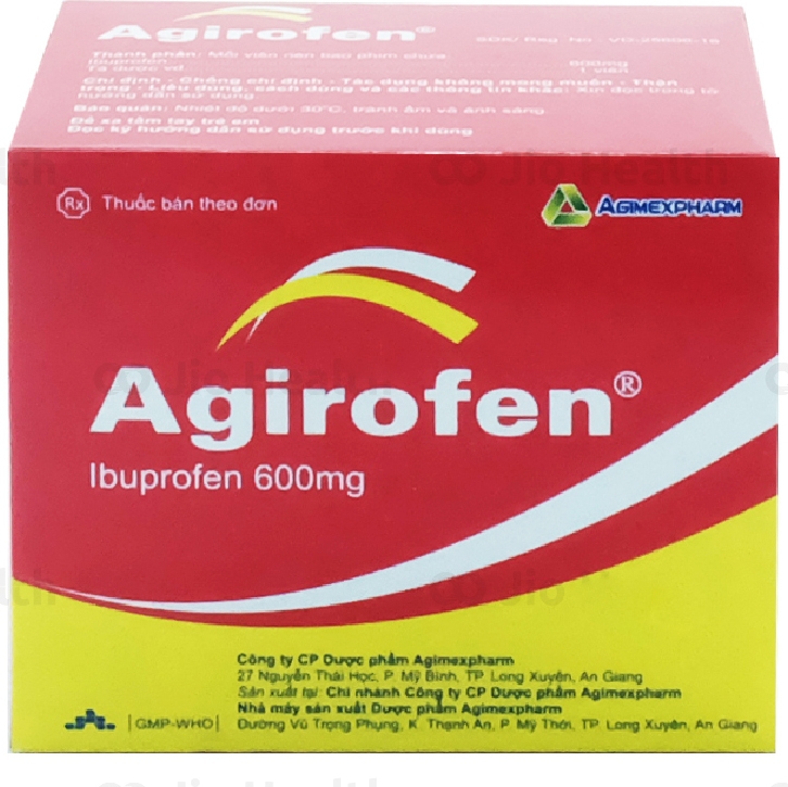 Thuốc Agirofen 600mg Agimexpharm giảm đau, chống viêm, hạ sốt (10 vỉ x 10 viên)