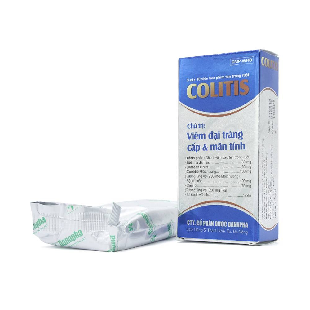 Thuốc Colitis Danapha điều trị viêm đại tràng cấp và mãn tính (3 vỉ x 10 viên)