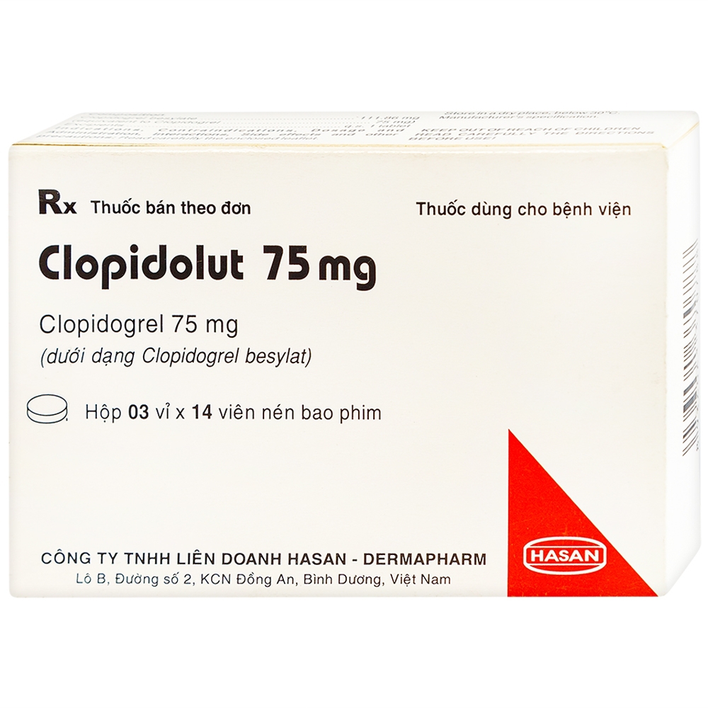 Thuốc Clopidolut 75mg Hasan phòng ngừa các biến cố do xơ vữa động mạch (3 vỉ x 14 viên)