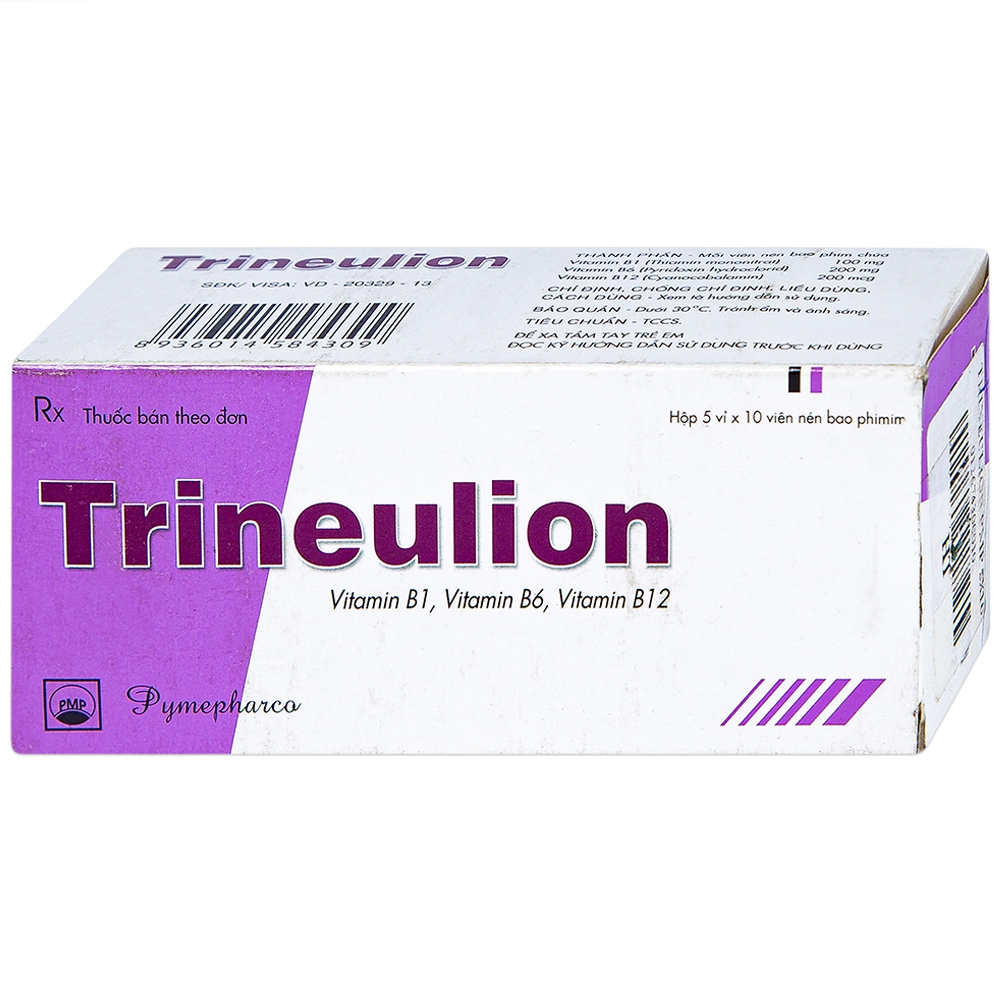 Thuốc Trineulion Pymepharco điều trị thiếu Vitamin B1, B6, B12 (5 vỉ x 10 viên)