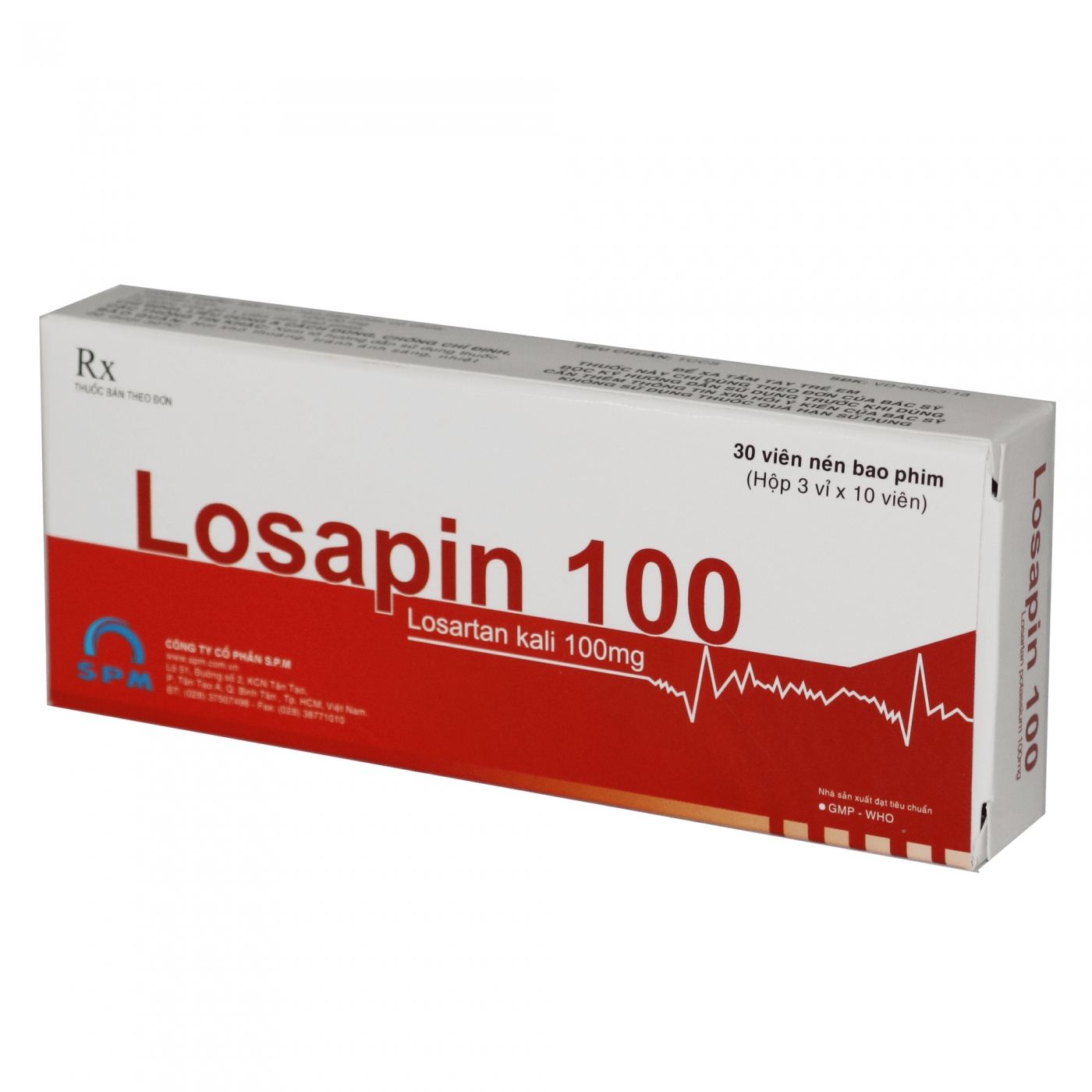 Thuốc Losapin 100mg SPM điều trị tăng huyết áp (3 vỉ x 10 viên)