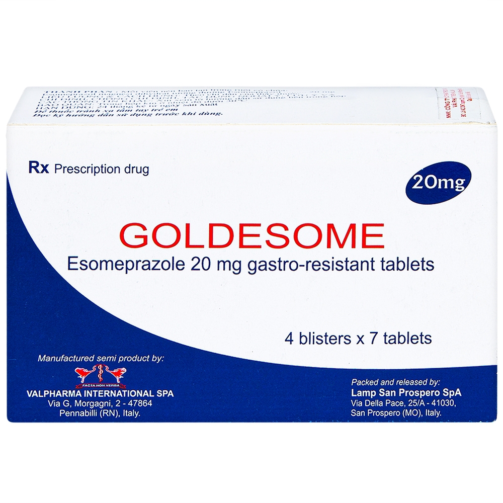 Thuốc Goldesome 20mg Valpharma điều trị loét dạ dày tá tràng lành tính (4 vỉ x 7 viên)