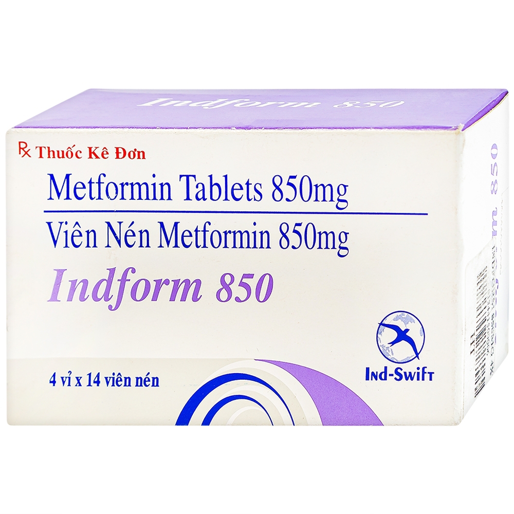 Thuốc Indform 850mg Ind-Swift  điều trị bệnh đái tháo đường (4 vỉ x 14 viên)