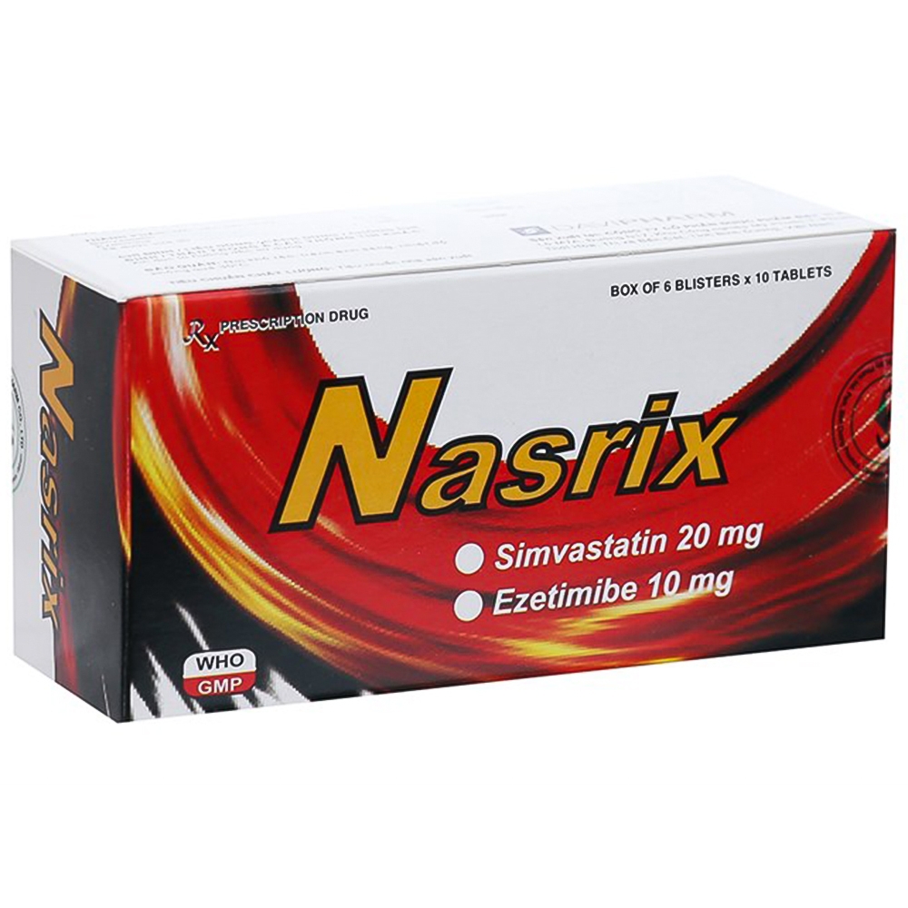 Thuốc Nasrix DaViPharm  điều trị tăng cholesterol huyết tiên phát (6 vỉ x 10 viên)