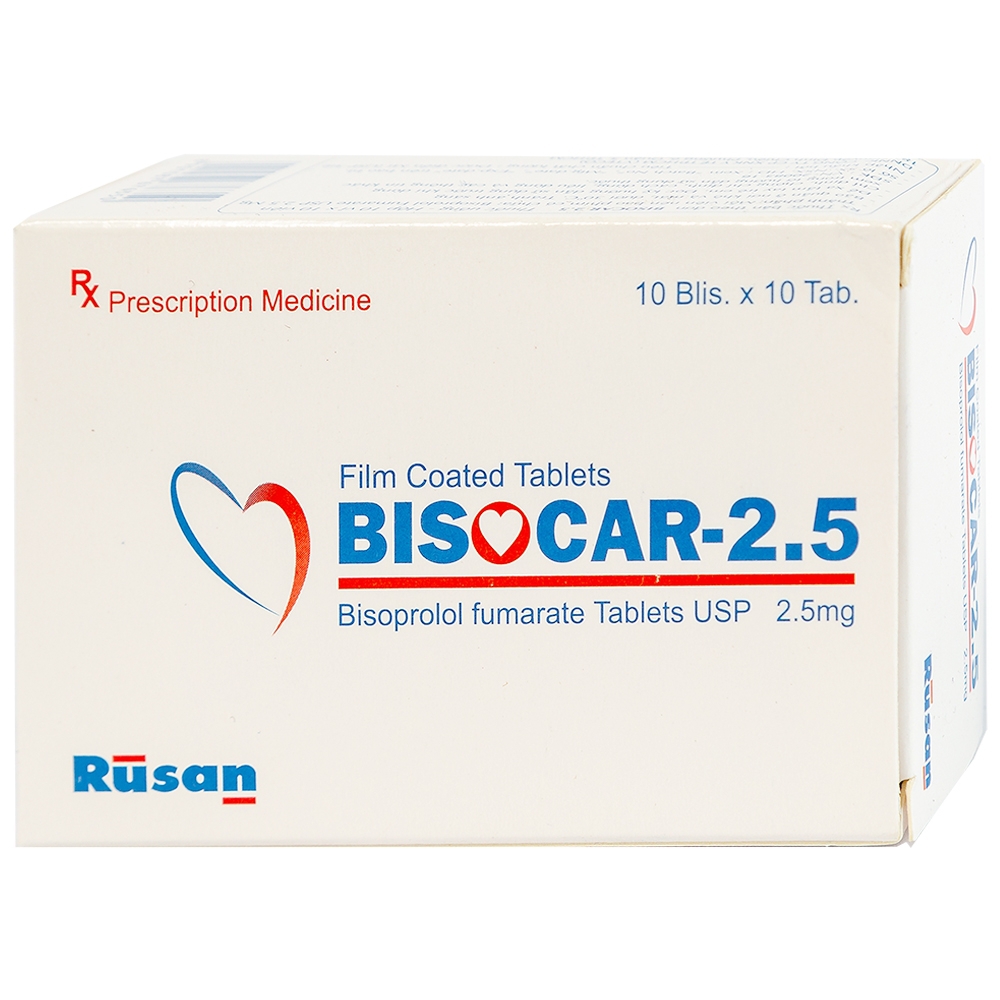 Thuốc Bisocar 2.5mg Rusan Pharma điều trị tăng huyết áp (10 vỉ x 10 viên)