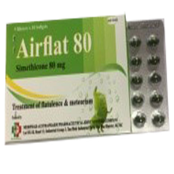 Thuốc Airflat 80 Mebiphar điều trị triệu chứng đầy hơi, chướng bụng (5 vỉ x 10 viên)