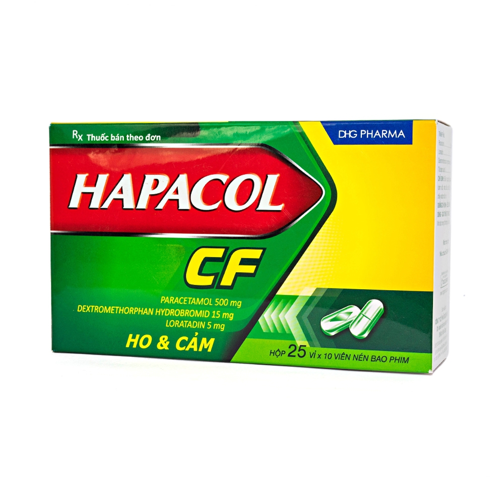 Thuốc Hapacol CF DHG điều trị cảm cúm, sốt, nhức đầu (25 vỉ x 10 viên)