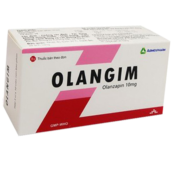 Viên nén Olangim 10mg Agimexpharm điều trị tâm thần phân liệt (5 vỉ x 10 viên)