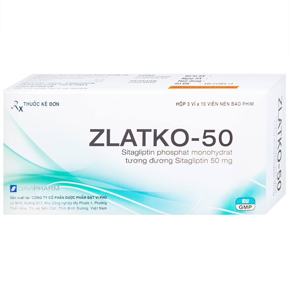 Thuốc Zlatko-50 DaviPharm điều trị đái tháo đường tuýp 2 (3 vỉ x 10 viên)