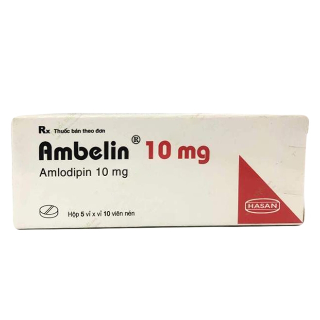 Thuốc Ambelin 10mg Hasan điều trị tăng huyết áp, đau thắt ngực (5 vỉ x 10 viên)