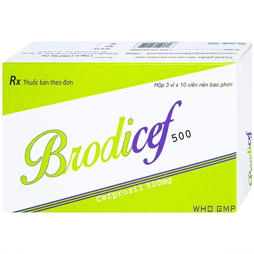 Thuốc Brodicef 500 Hà Tây điều trị nhiễm trùng (3 vỉ x 10 viên)