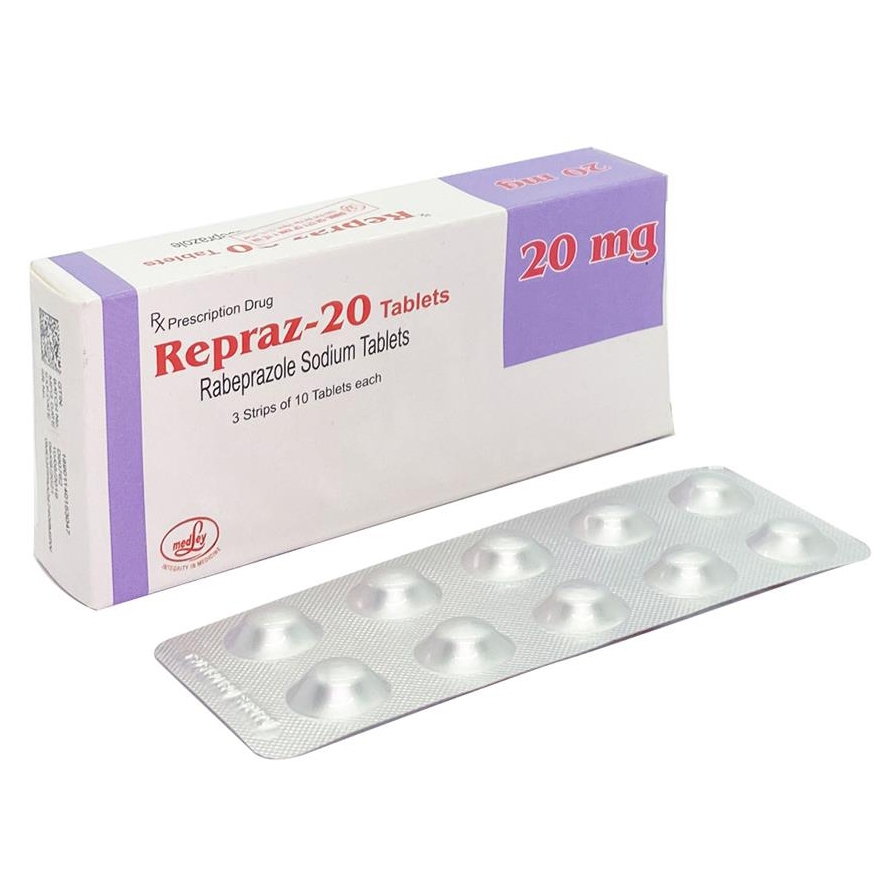 Thuốc Repraz 20mg Medley điều trị loét dạ dày tá tràng (3 vỉ x 10 viên)