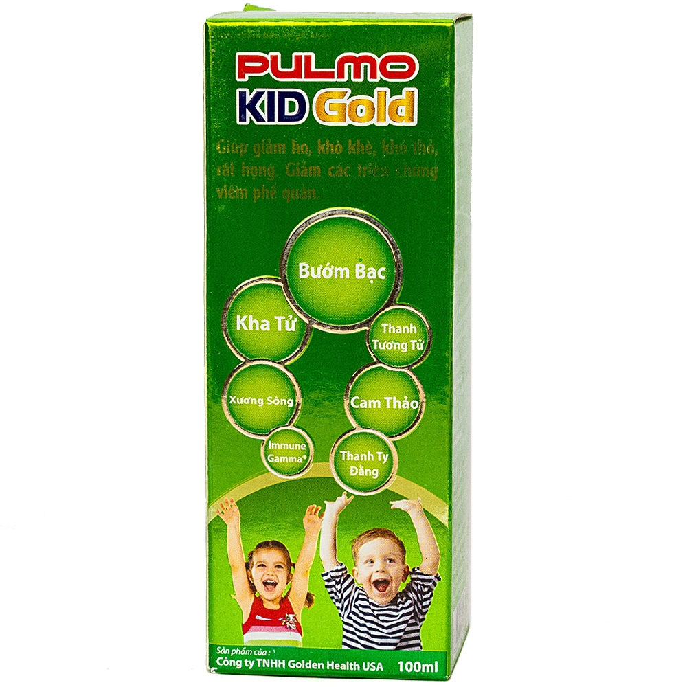 Dung dịch Pulmo Kid Gold Golden Health USA giúp bổ phế, giảm ho (100ml)