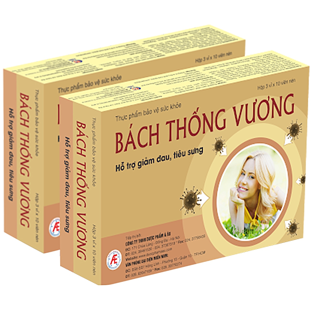 Viên uống Bách Thống Vương hỗ trợ giảm đau, tiêu sưng trong các chứng đau đầu (3 vỉ x 10 viên)