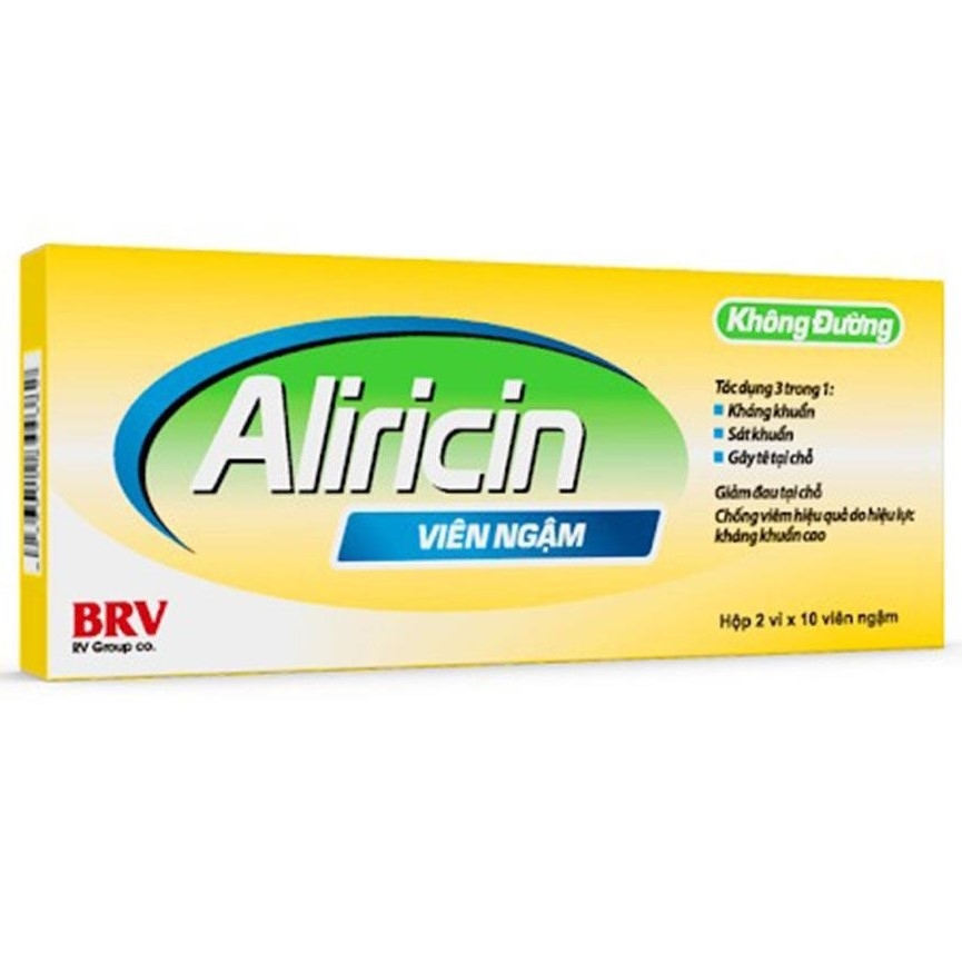 Viên ngậm Aliricin BV không đường điều trị viêm họng, viêm amidan (2 vỉ x 10 viên)