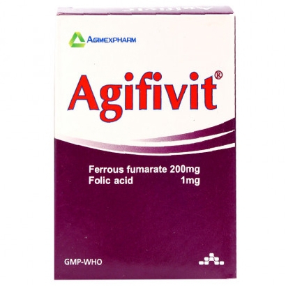 Thuốc Agifivit Agimexpharm phòng và điều trị bệnh thiếu máu do thiếu sắt, thiếu acid folie (10 vỉ x 10 viên)