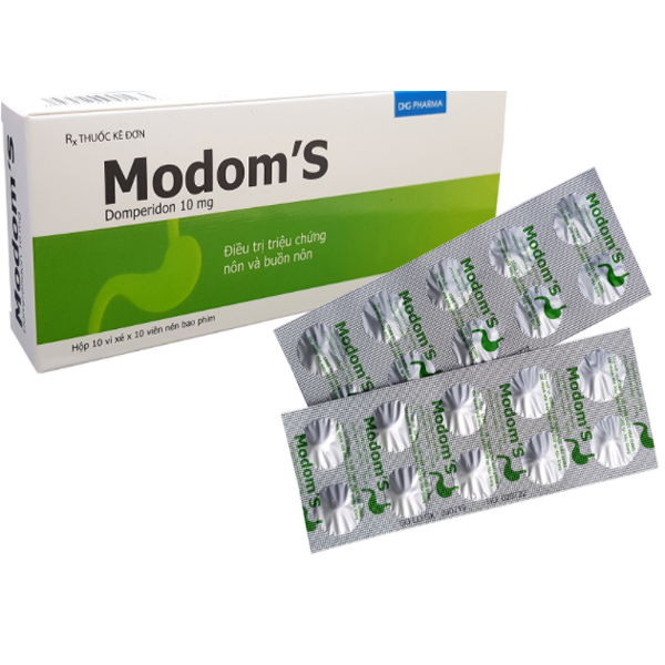 Viên nén Modom's 10mg DHG Pharma điều trị triệu chứng nôn và buồn nôn (10 vỉ x 10 viên)