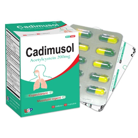 Thuốc Cadimusol USP điều trị viêm phế quản, viêm phổi (10 vỉ x 10 viên)