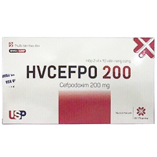 Thuốc Hvcefpo 200mg USP điều trị nhiễm khuẩn (2 vỉ x 10 viên)