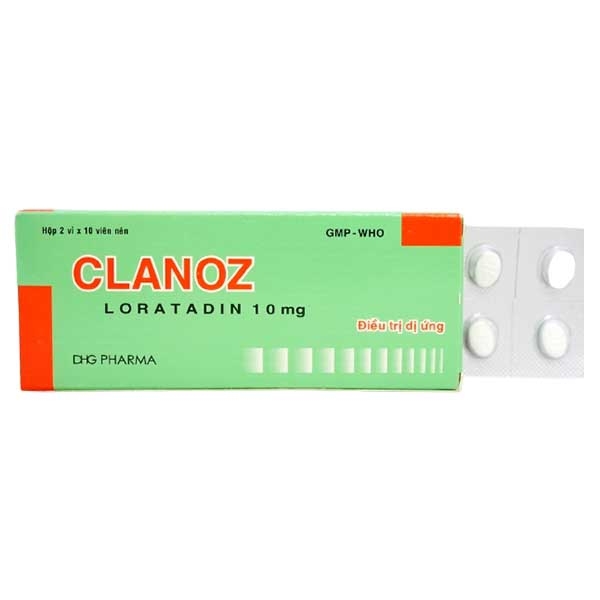 Thuốc Clanoz 10mg DHG điều trị các triệu chứng liên quan đến viêm mũi dị ứng (2 vỉ x 10 viên)