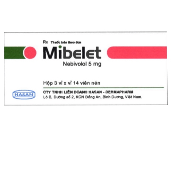 Viên nén Mibelet 5mg Hasan điều trị tăng huyết áp vô căn, suy tim (3 vỉ x 14 viên)