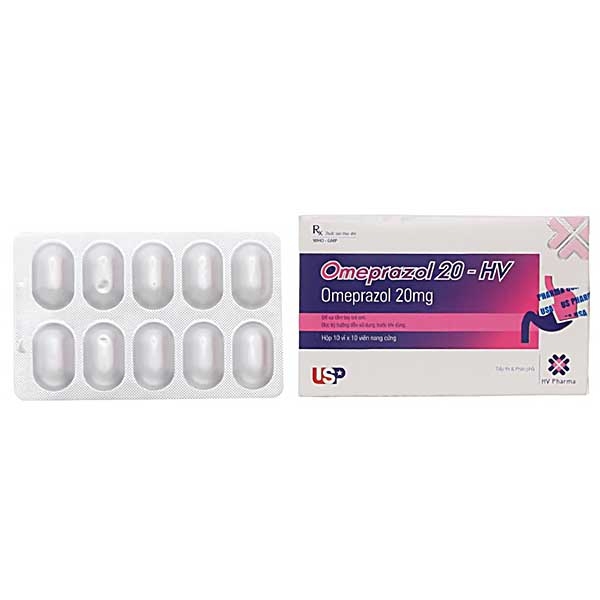 Thuốc Omeprazol 20 - HV USP điều trị loét dạ dày - ruột, ợ chua (10 vỉ x 10 viên)