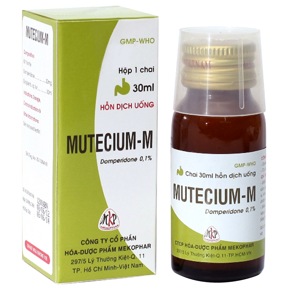 Hỗn dịch uống Mutecium-M Mekophar điều trị triệu chứng nôn, buồn nôn (30ml)