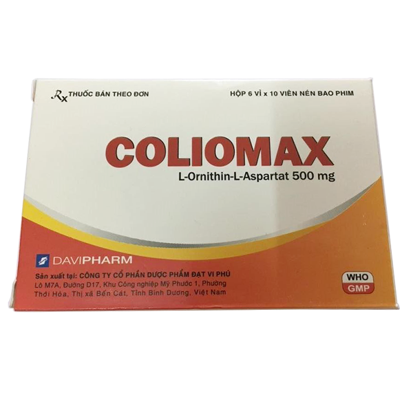 Thuốc Coliomax 500mg Davi Pharm điều trị tăng amoniac (6 vỉ x 10 viên)