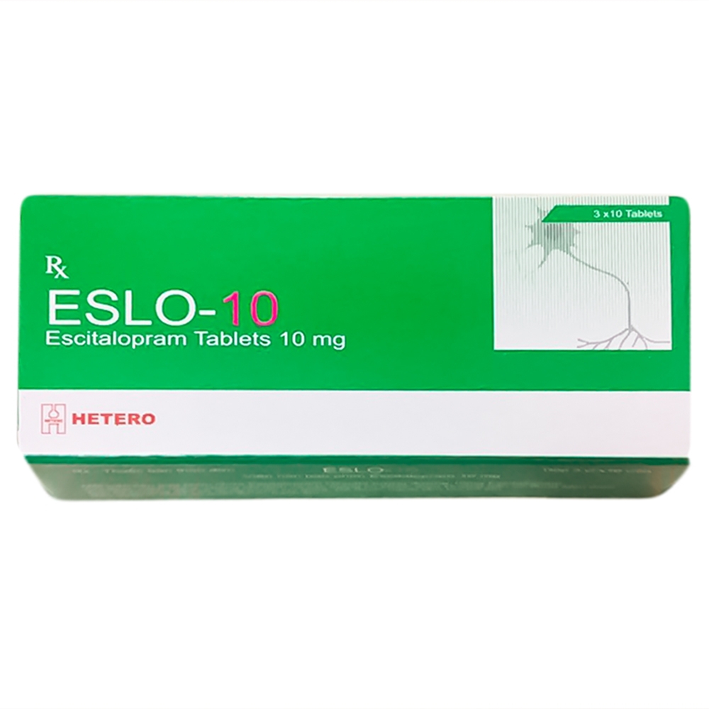 Thuốc Eslo-10 Hetero điều trị các giai đoạn trầm cảm (3 vỉ x 10 viên)