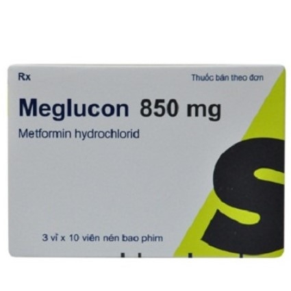 Viên nén Meglucon 850mg điều trị đái tháo đường tuýp 2 (3 vỉ x 10 viên)