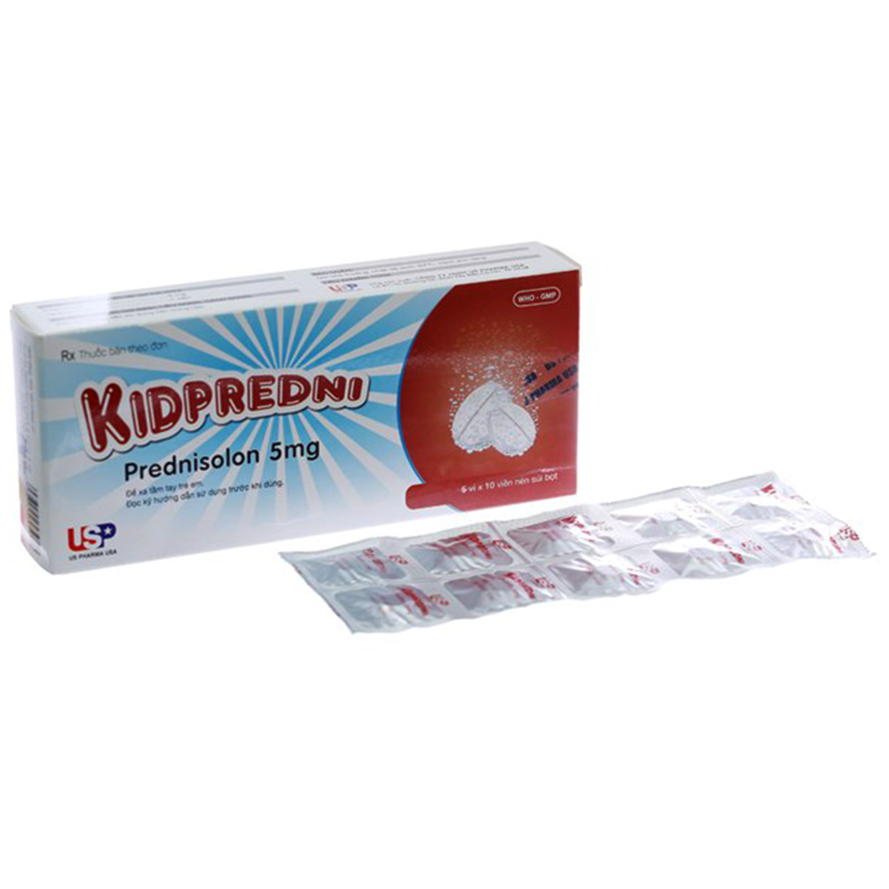 Viên sủi Kidpredni 5mg USP chống viêm, chống dị ứng và ức chế miễn dịch (5 vỉ x 10 viên)