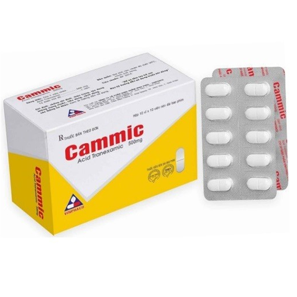 Thuốc Cammic 500mg Vinphaco điều trị và phòng ngừa chảy máu (10 vỉ x 10 viên)