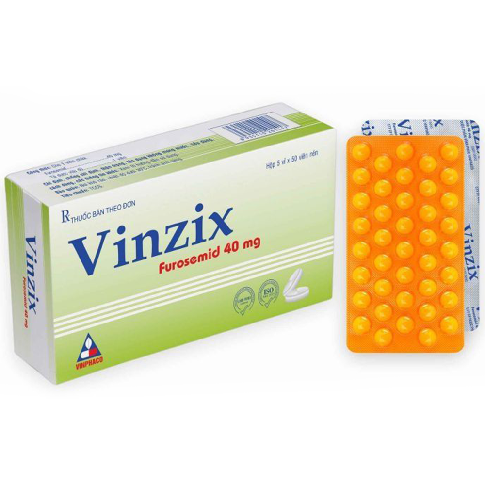 Thuốc Vinzix 40mg Vinphaco điều trị phù, tăng huyết áp (5 vỉ x 50 viên)