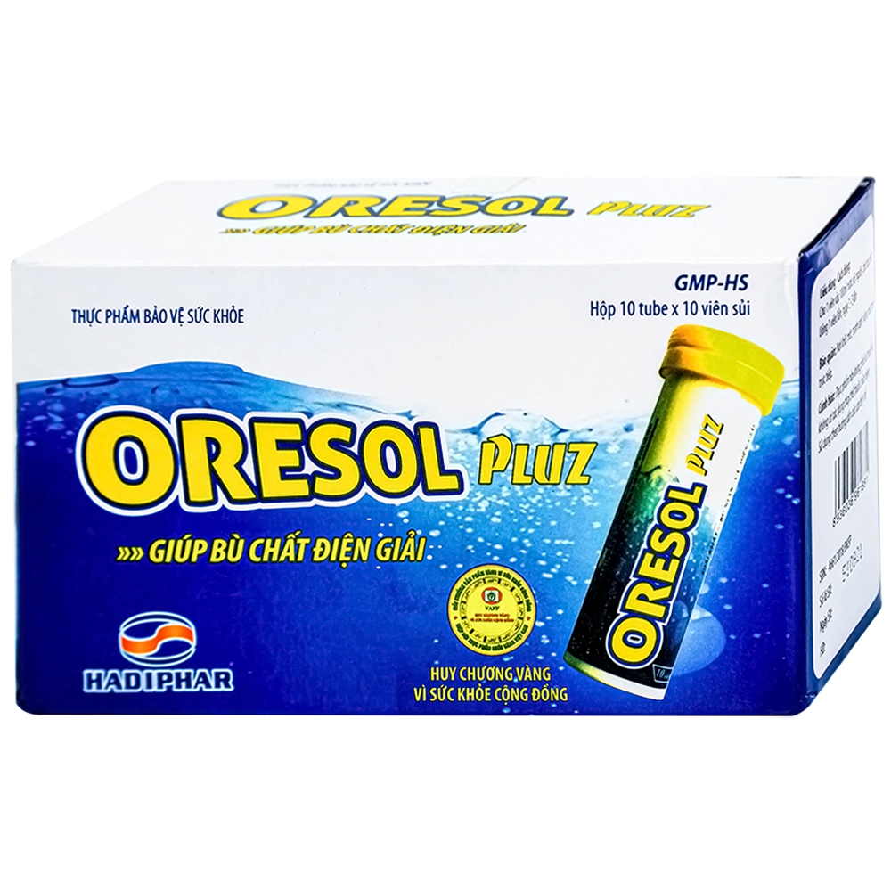 Viên sủi Oresol Pluz Hadiphar giúp bù chất điện giải (10 viên)