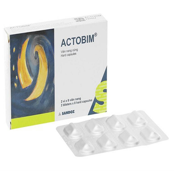 Thuốc Actobim Sandoz hỗ trợ điều trị tiêu chảy, đầy hơi, các rối loạn tiêu hóa (2 vỉ x 8 viên)