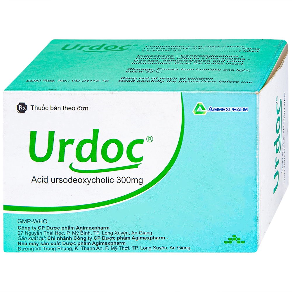 Thuốc Urdoc 300mg Agimexpharm viêm túi mật mạn, viêm đường mật (8 vỉ x 10 viên)