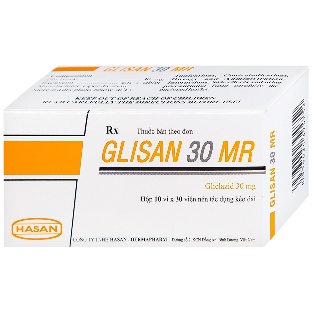 Thuốc Glisan 30 MR Hasan điều trị đái tháo đường tuýp 2 (10 vỉ x 30 viên)