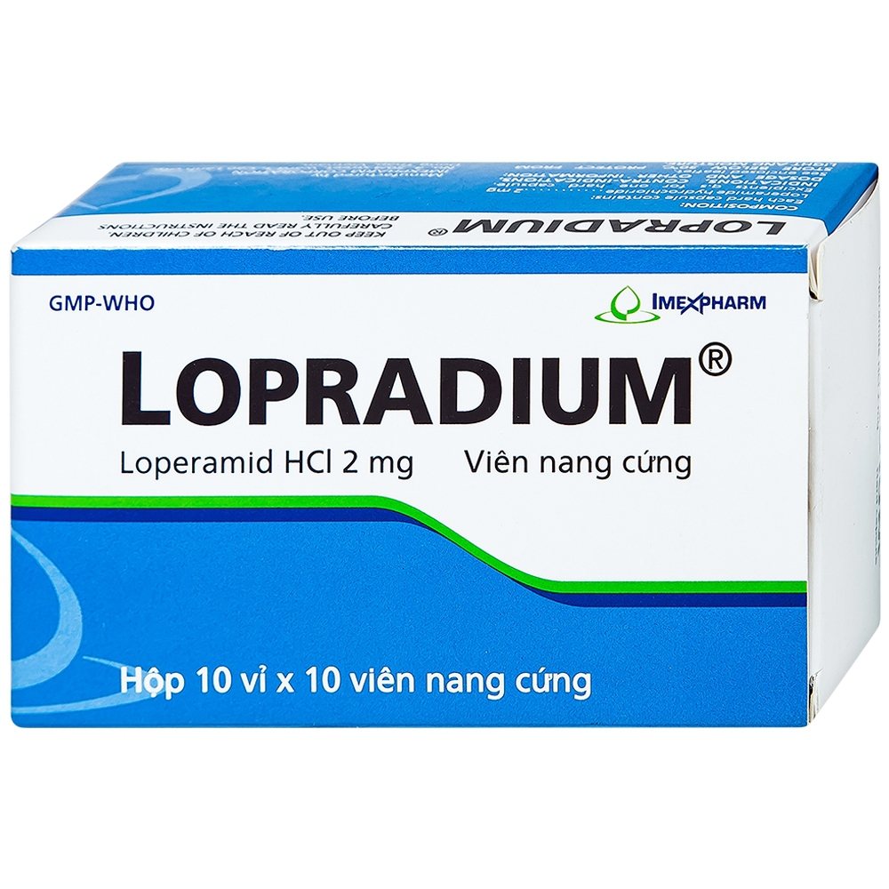 Viên nang cứng Lopradium 2mg Imexpharm điều trị tiêu chảy cấp, bù nước và chất điện giải (10 vỉ x 10 viên) 