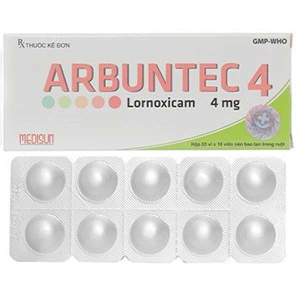 Thuốc Arbuntec 4 Medisun điều trị ngắn hạn từ đau nhẹ đến đau vừa (3 vỉ x 10 viên)